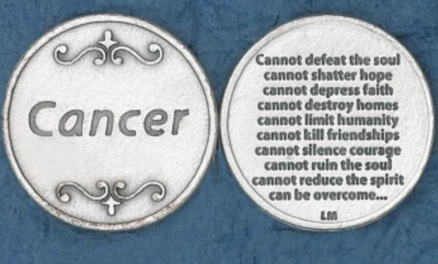 Silver Tone Pocket Token - Cancer