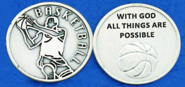 Silver Tone Pocket Token - Basketball