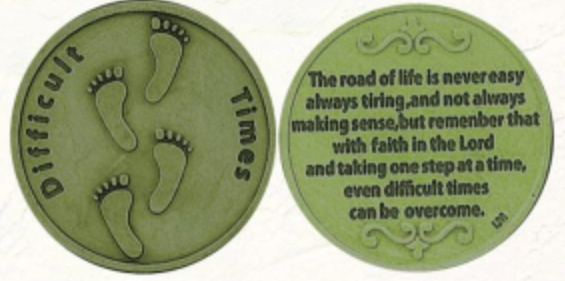 Brass Tone Pocket Token - Difficult Times