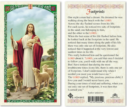 Footprints Prayer Card