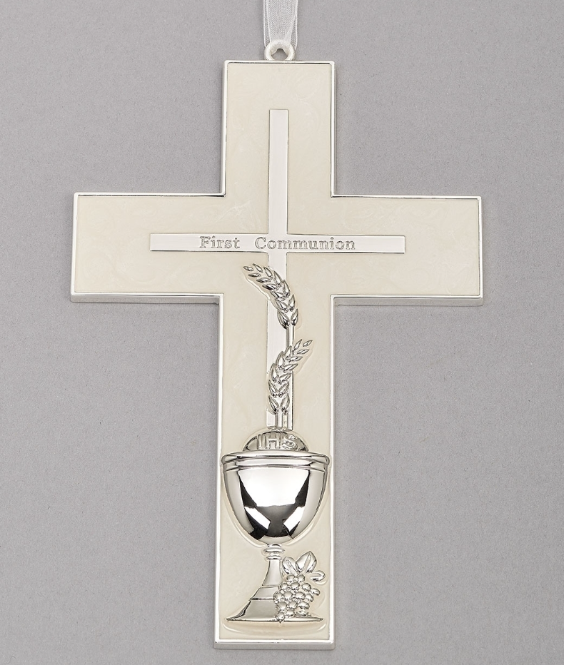 First Communion Wall Cross Wheat/Chalice