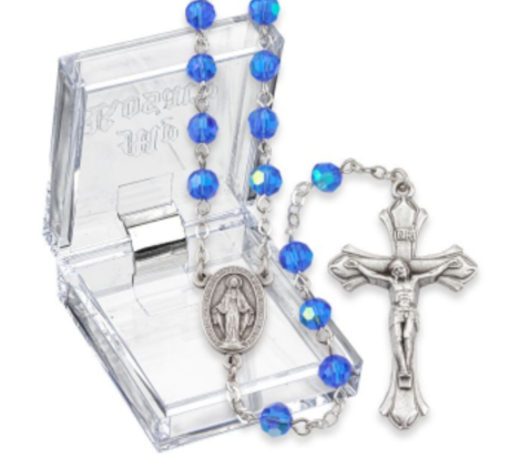 September Sapphire Aurora Borealis Birthstone Rosary