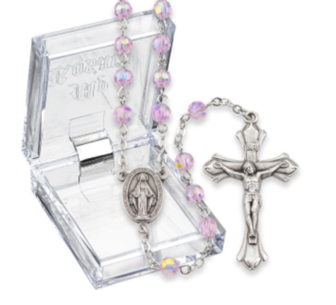 October Rose Aurora Borealis Birthstone Rosary