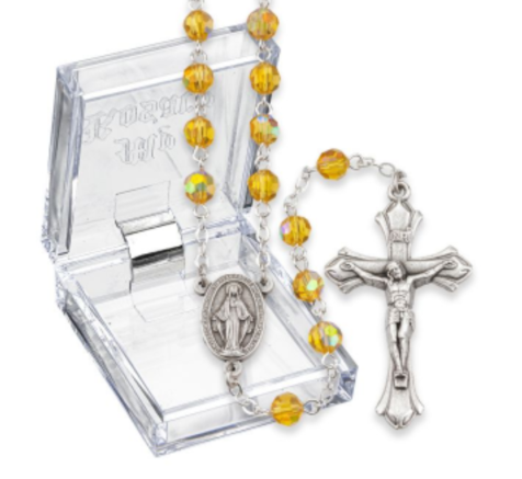 November Topaz Aurora Borealis Birthstone Rosary