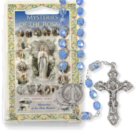 Sapphire Bead Mysteries of the Rosary Specialty Rosary Boxed