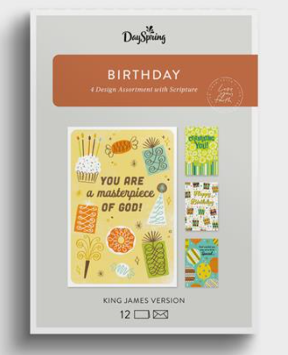 Birthday - Festive Assortment - 12 Boxed Cards and Envelopes, KJV