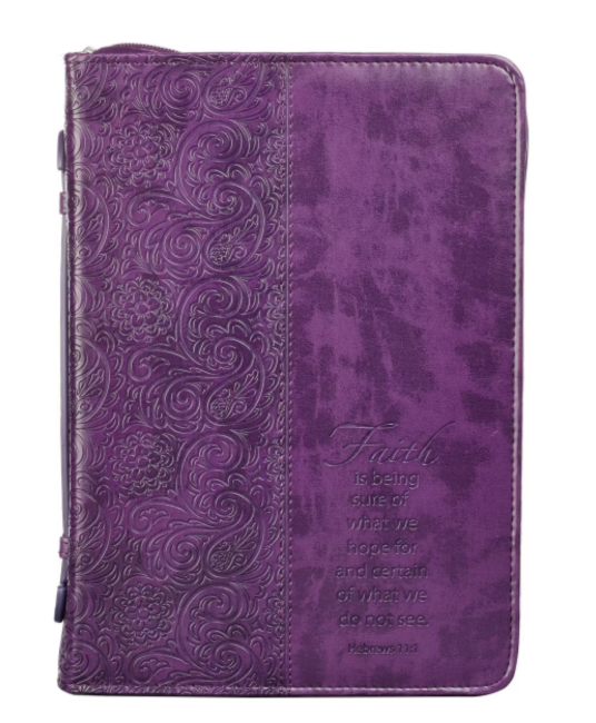 Faith Purple Faux Leather Fashion Bible Cover - Hebrews 11:1 - Extra Large