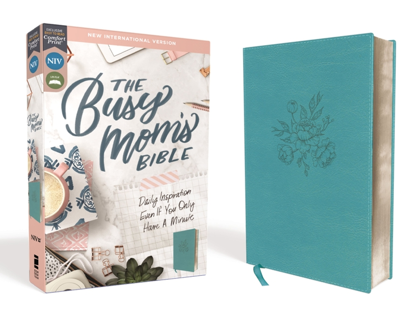 Niv, Busy Mom's Bible, Leathersoft, Teal, Red Letter Edition, Comfort Print: Daily Inspiration Even If You Only Have One Minute