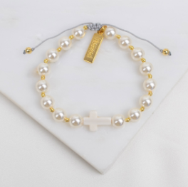 Divine Grace Cross Bracelet-Crystal Pearls/Howlite