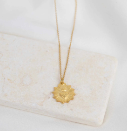 Sacred Heart Necklace - Sunburst Gold Plated