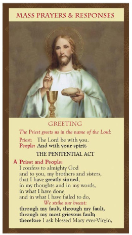 Mass Prayer and Responses Pocket Prayer Card