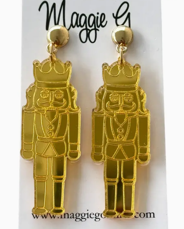 Nutcracker Earrings Gold Mirror