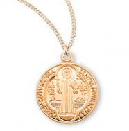16kt Gold Over Sterling Small Round St. Benedict Necklace