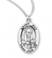 Sterling Silver Oval St Pio