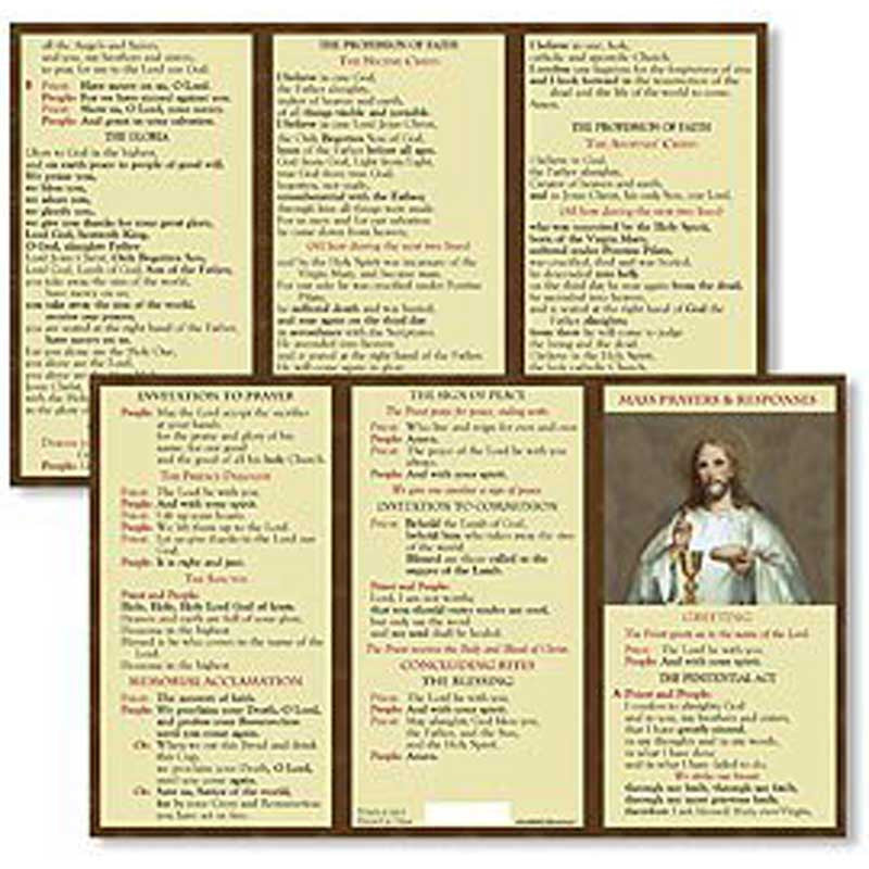 Mass Prayers and Responses Trifold Pocket Prayer Card