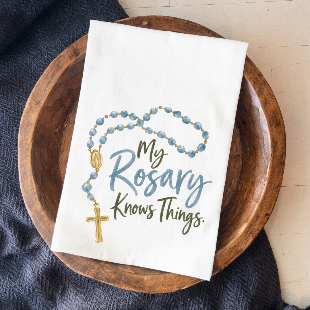 Blessed Mess | Rosary Tea Towel