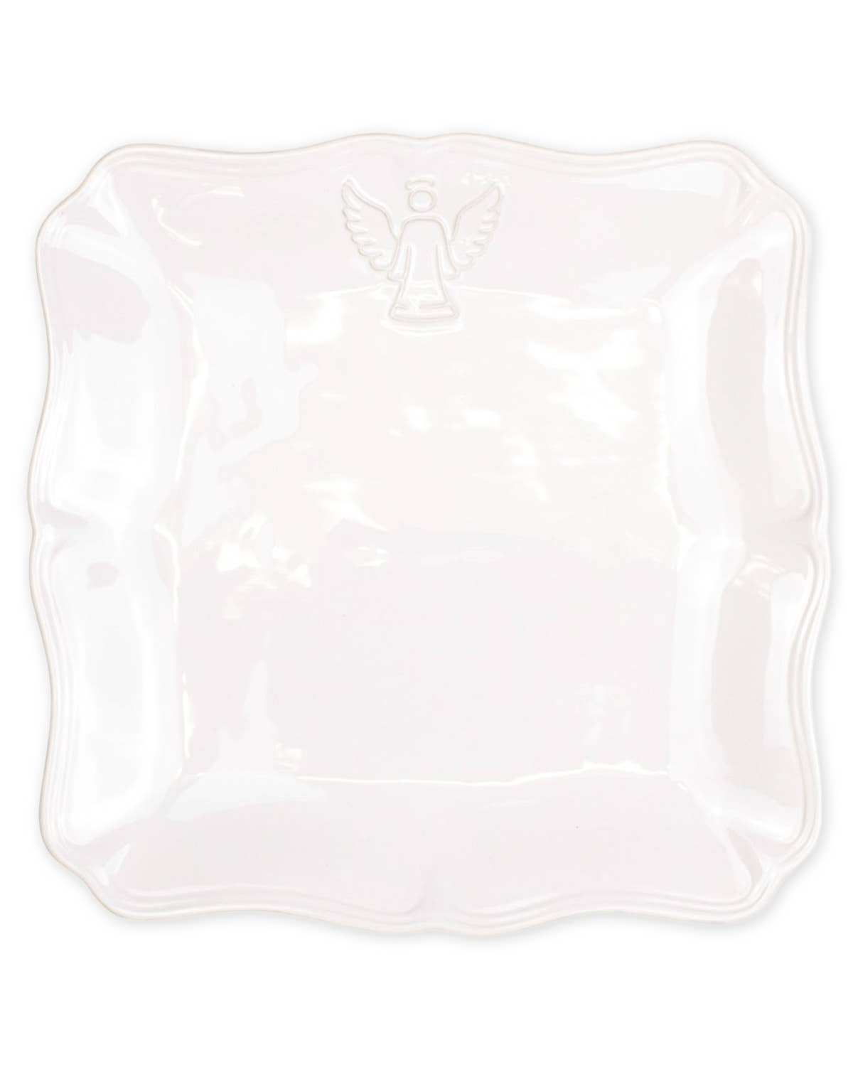 Bethany Angel Embossed Square Platter White 11.5x11.5