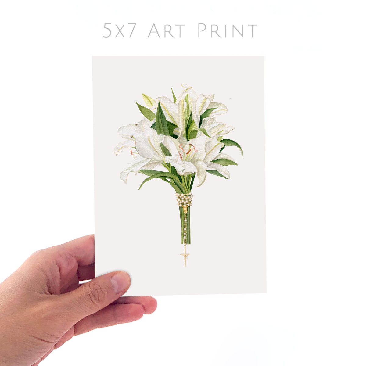 Rosary + Lilies Bouquet | Art Print