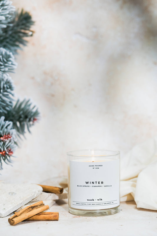 Winter Soy Wax Candle | Spruce | Cinnamon Bun - 1 Wick