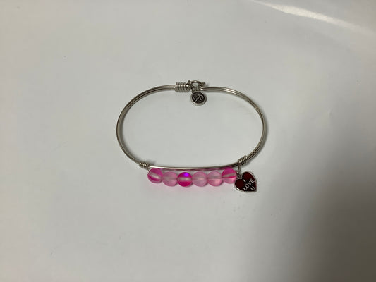 I Love You Pink Quartz Bangle Bracelet