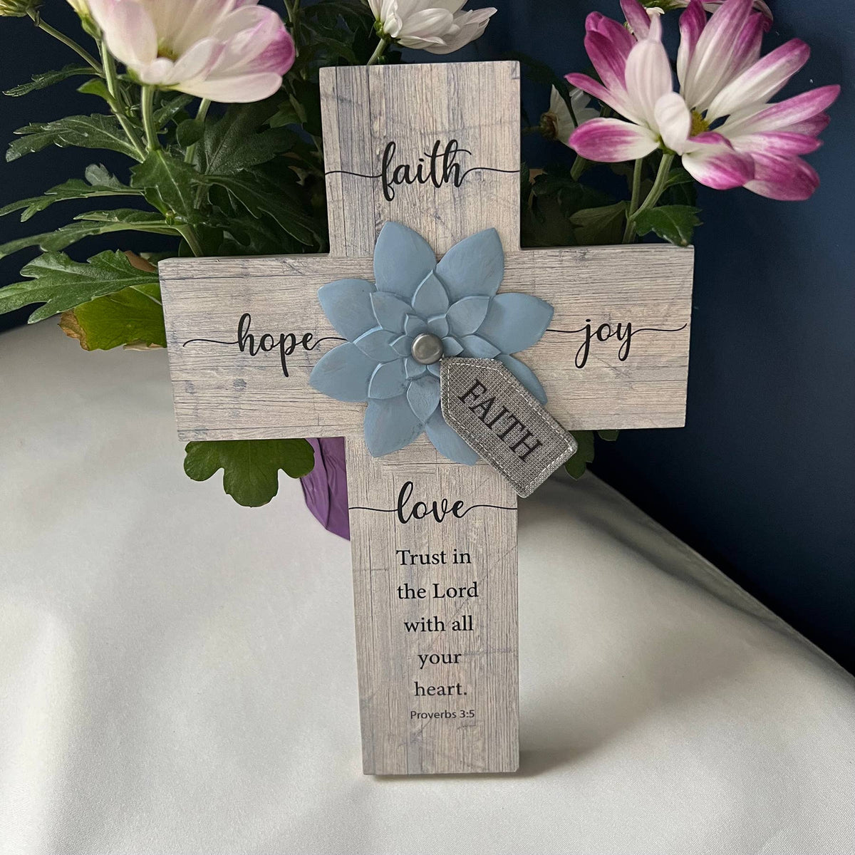 Blue Flower Wall Cross