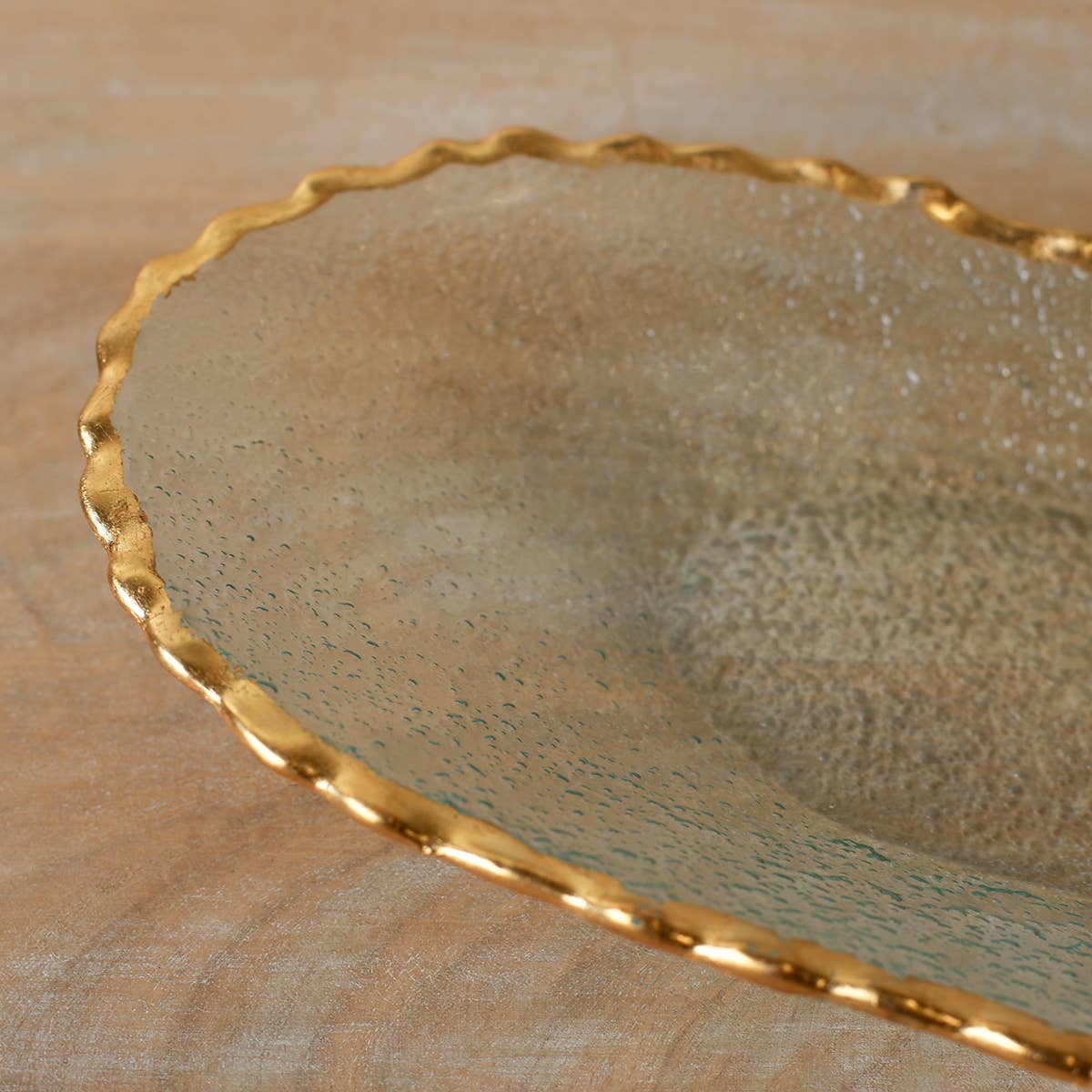 Seward Oval Serving Tray   Clear/Gold   14.75x7.25