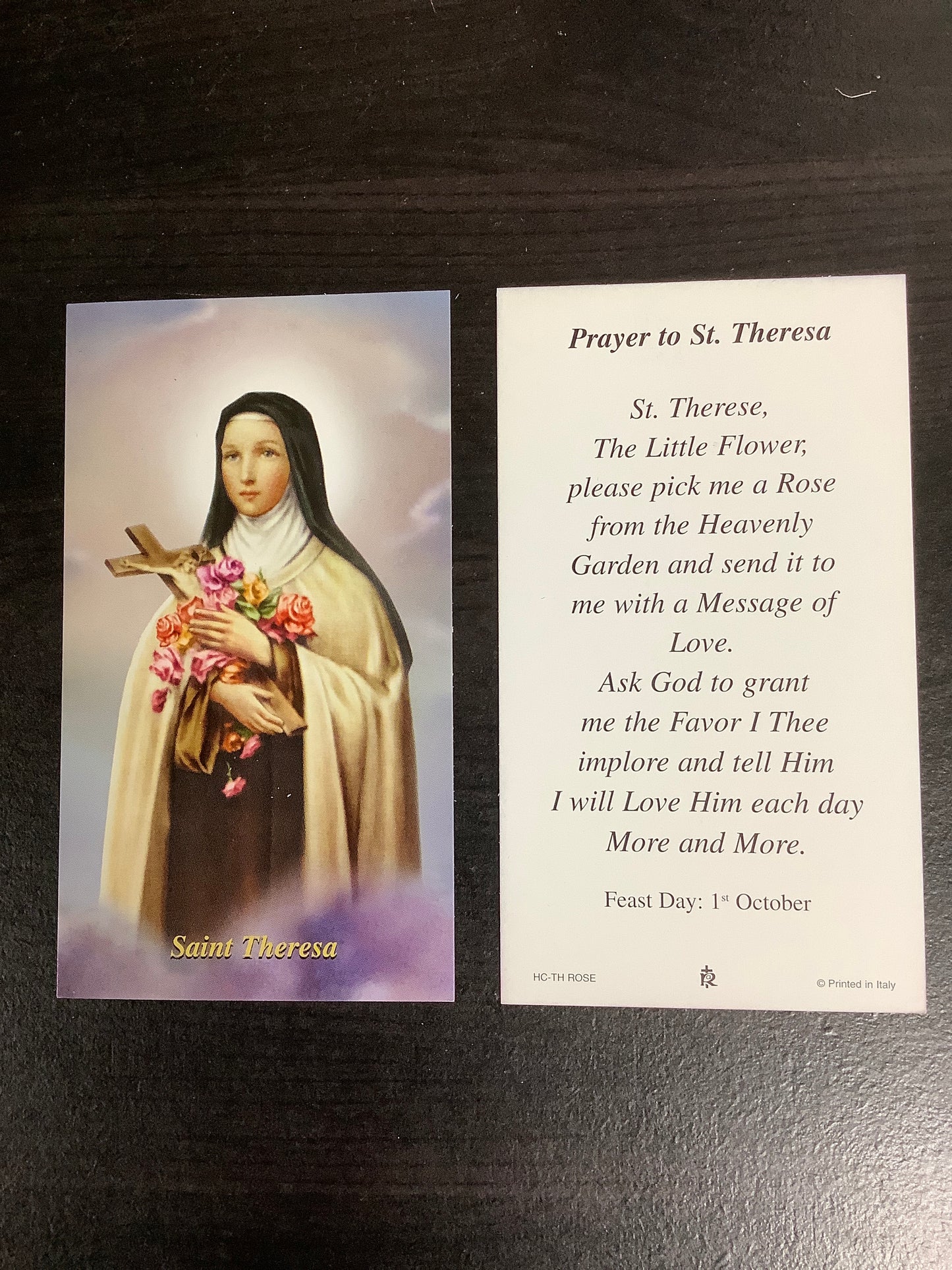 St. Therese of Lisieux Paper Prayer Card