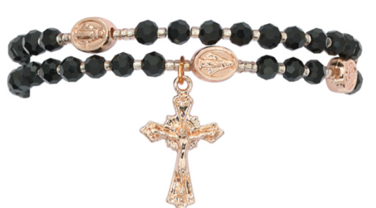 Black/Copper Twist Rosary Bracelet