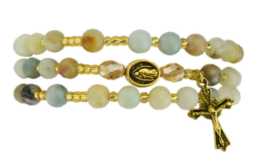Amazonite Guadalupe Twist Rosary Bracelet