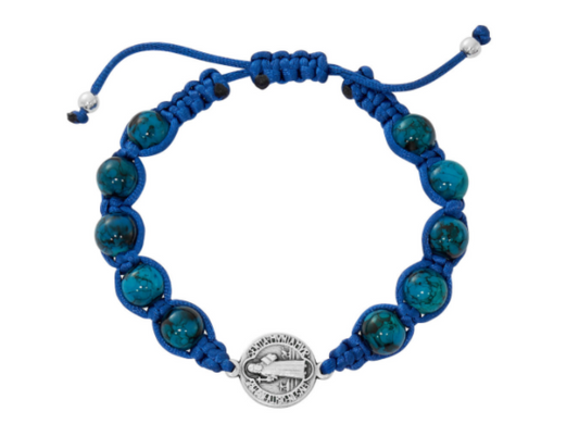 Blue Glass St. Benedict Bracelet