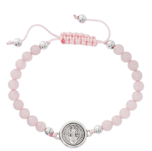 Rose Quartz St. Benedict Bracelet