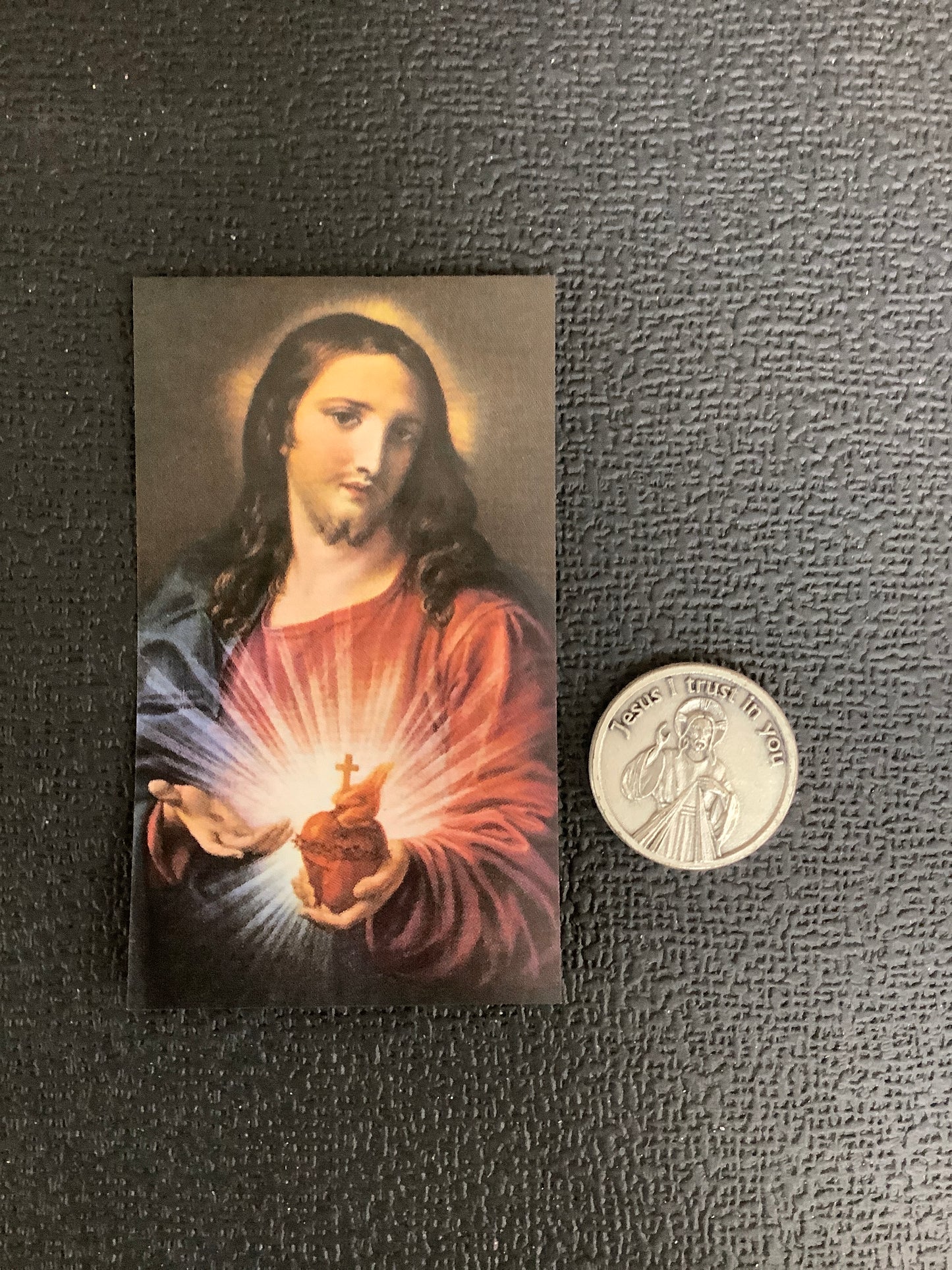 Paper Prayer Card and Pocket Token - Sacred Heart of Jesus