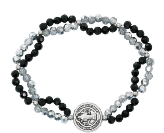 St. Benedict Stretch Bracelet - Crystal & Black