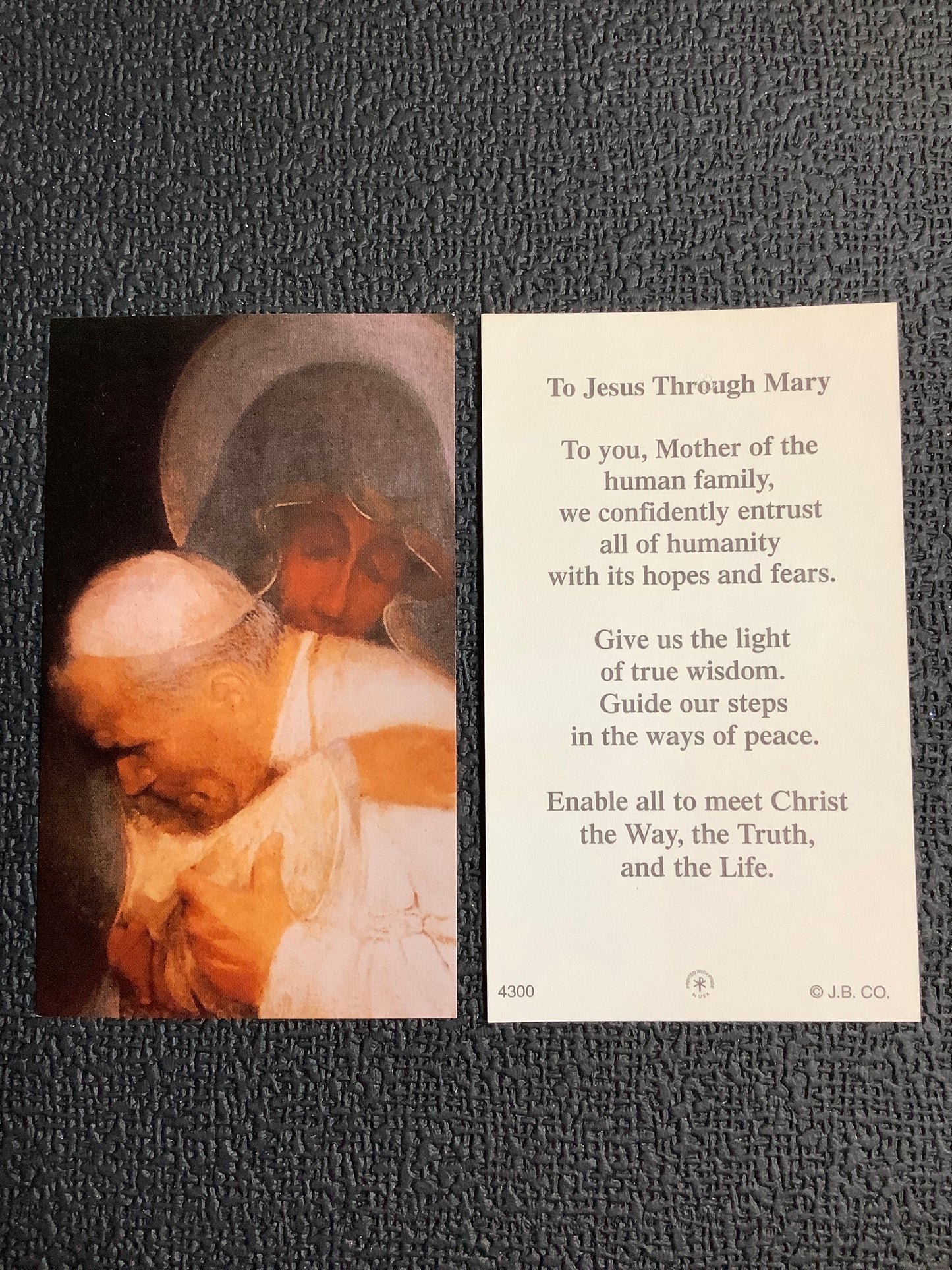 John Paul II - To Jesus Through Mary Paper Prayer Card