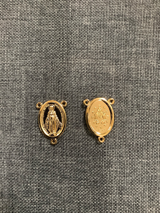 Gold Tone Miraculous Mary Rosary Center