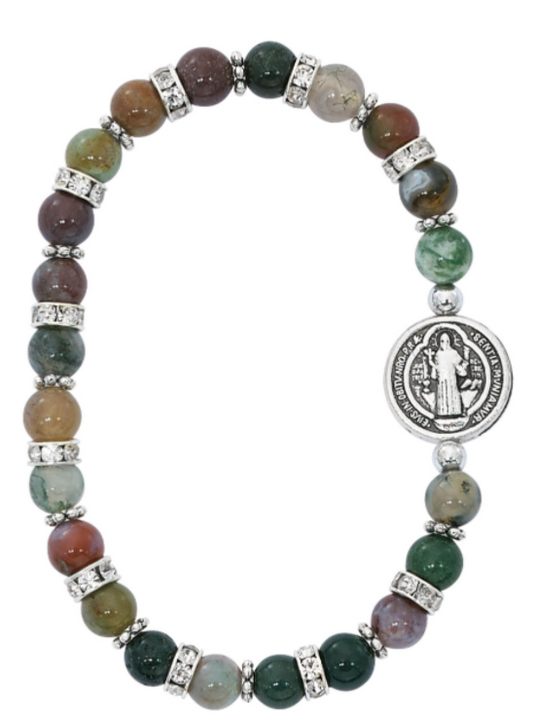 St. Benedict Stretch Bracelet - India Agate