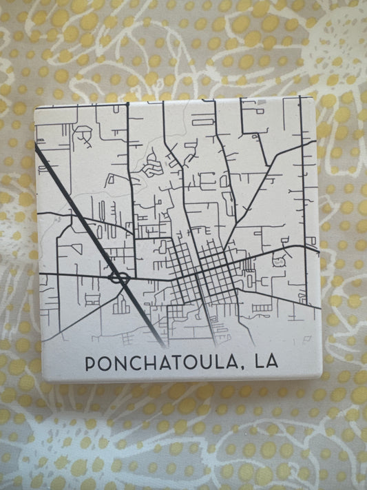 Map of Ponchatoula Ceramic Coaster