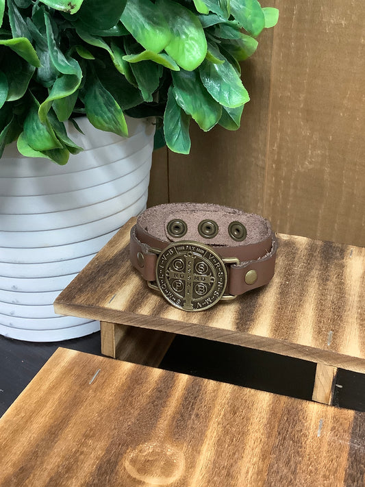 Leather St. Benedict Bracelet