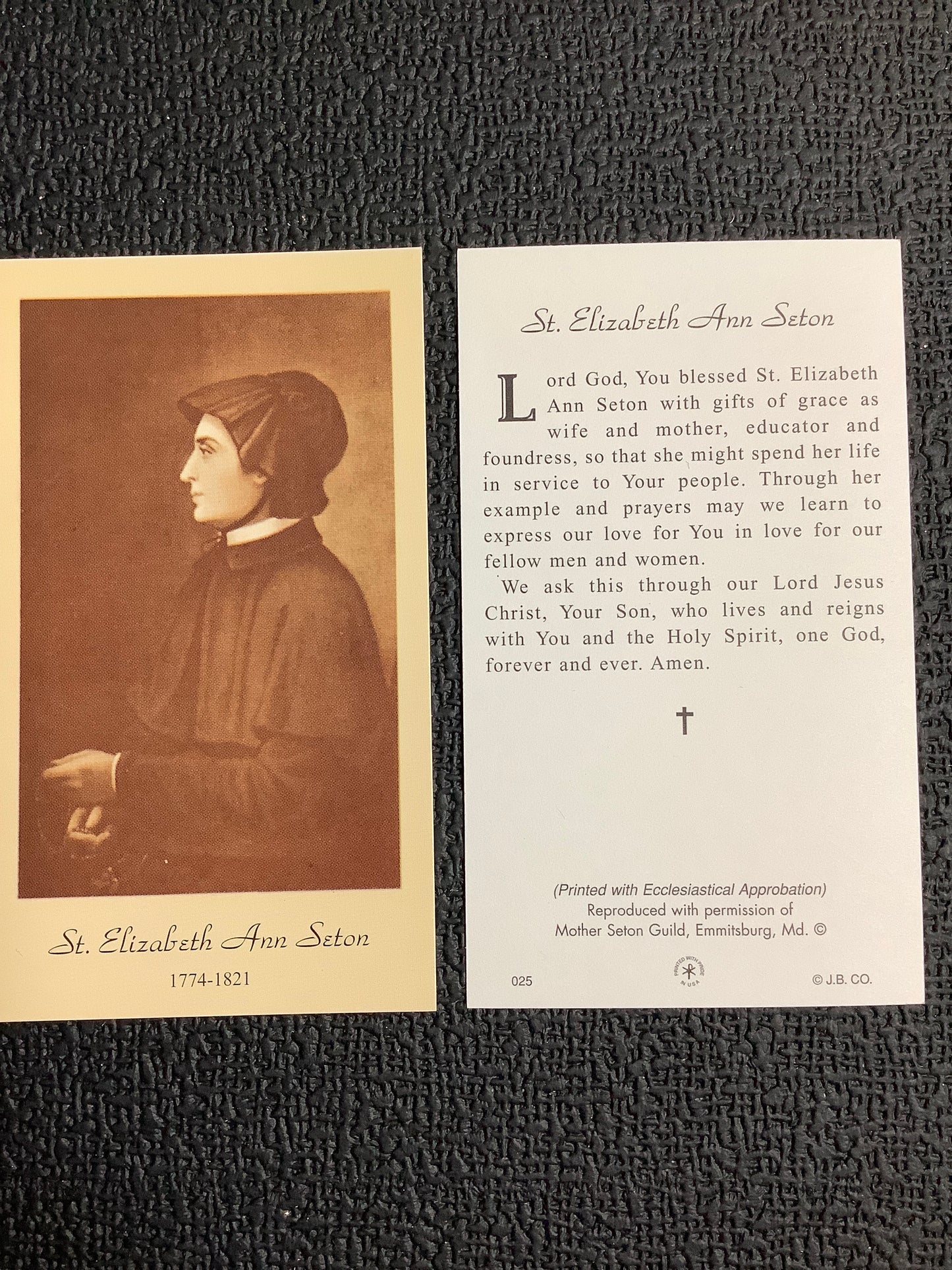 St. Elizabeth Ann Seton Paper Prayer Card