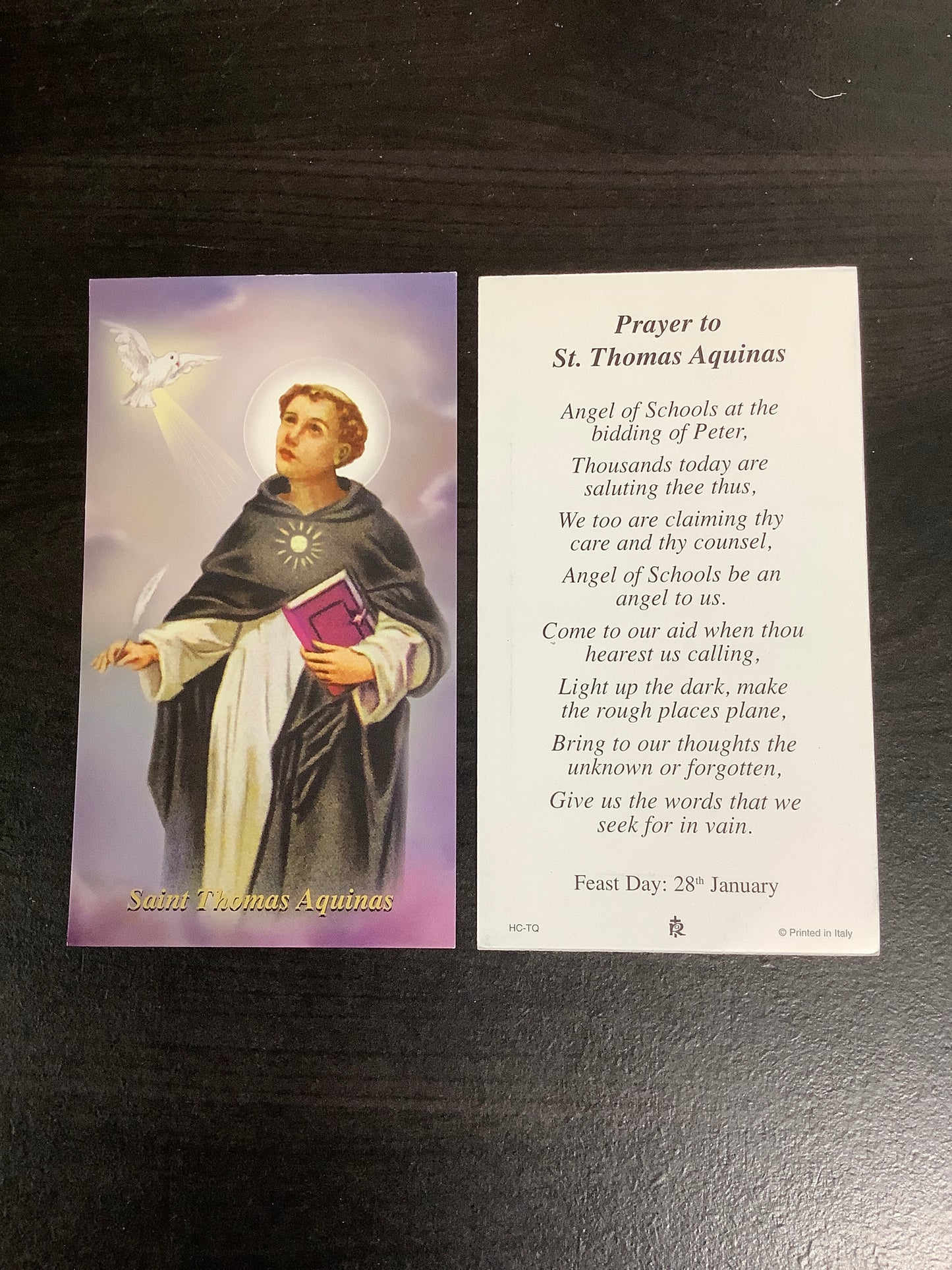 St. Thomas Aquinas Paper Prayer Card
