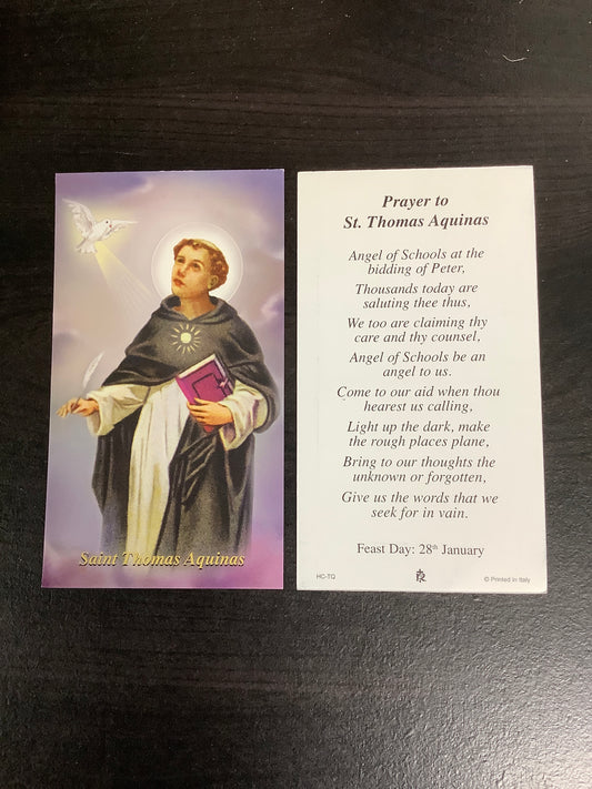 St. Thomas Aquinas Paper Prayer Card