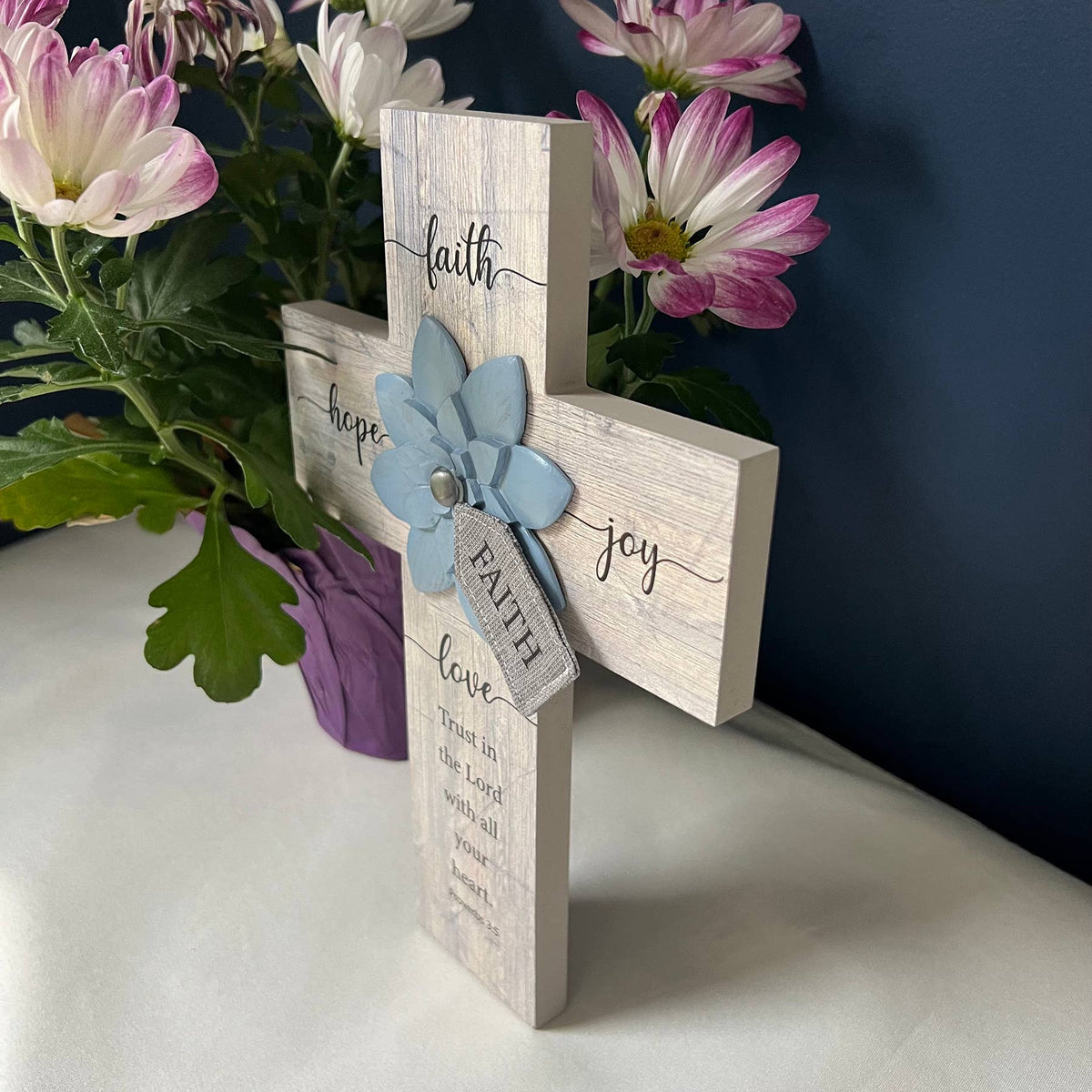 Blue Flower Wall Cross