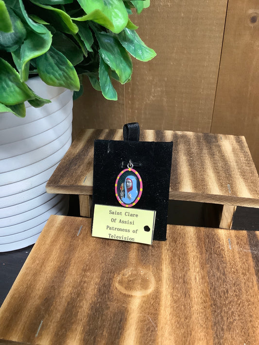 St. Clare of Assisi Painted Pewter Medal