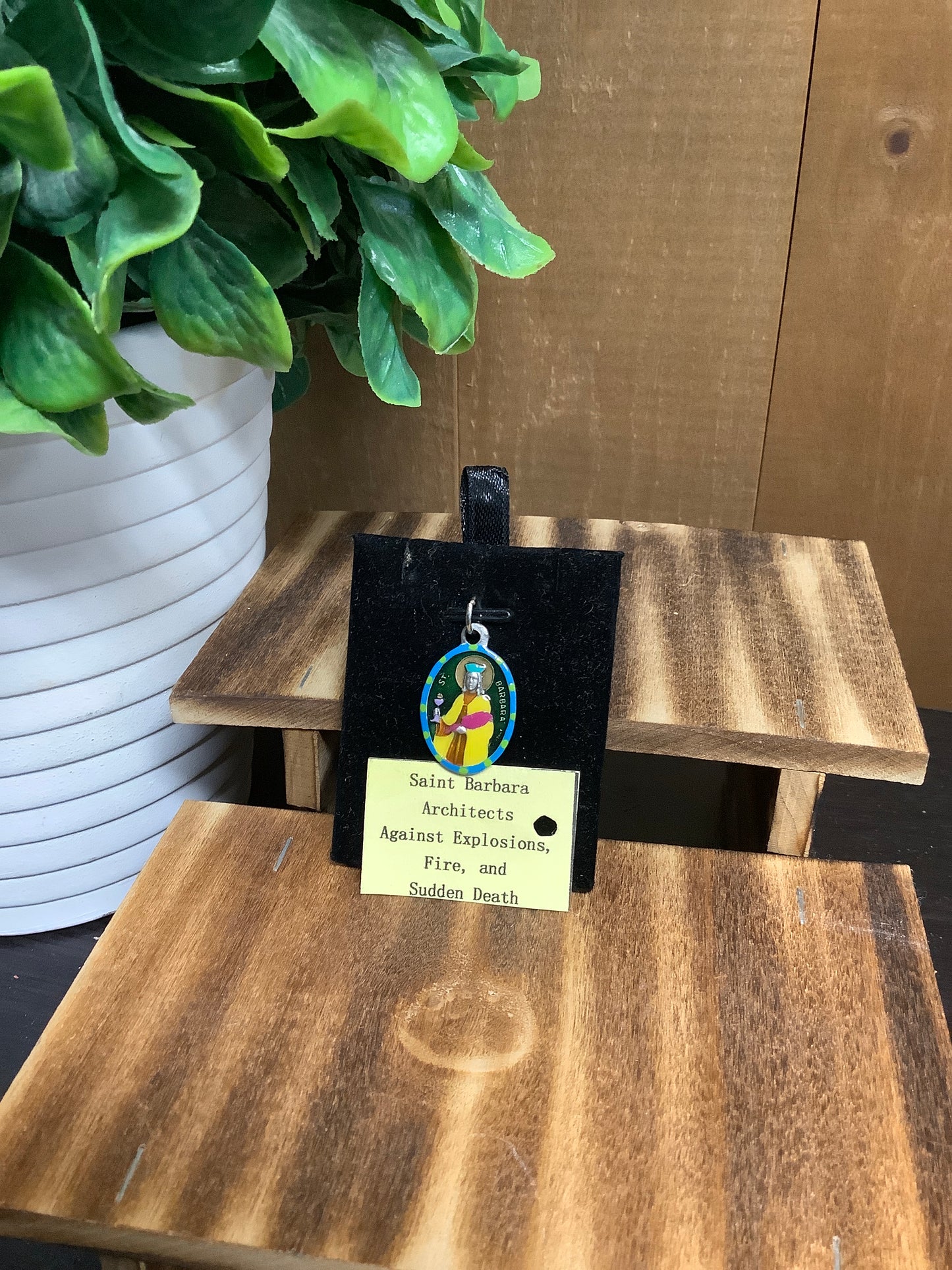 St. Barbara Painted Pewter Medal