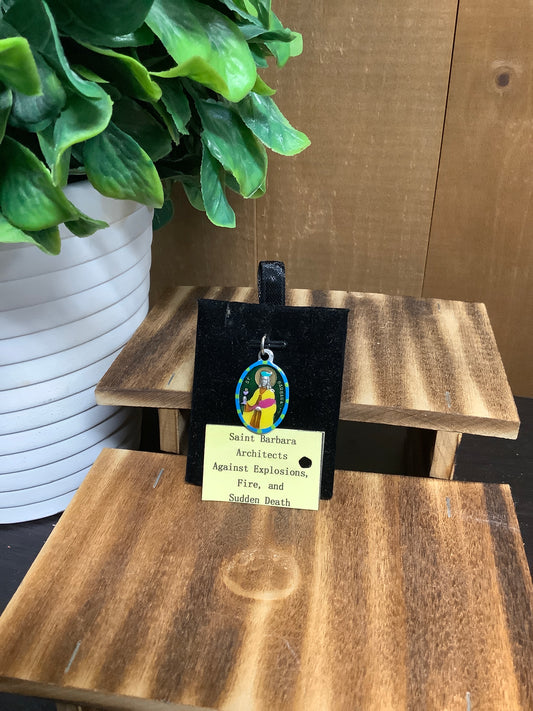 St. Barbara Painted Pewter Medal
