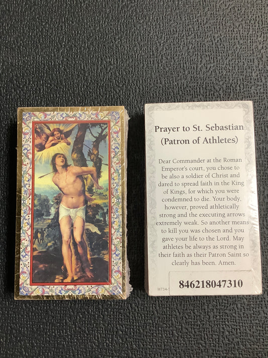 Gold Trim St. Sebastian Paper Prayer Card - Pack of 100