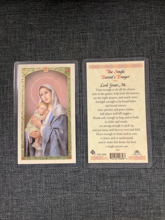 The Single Parent's Prayer Holy Card