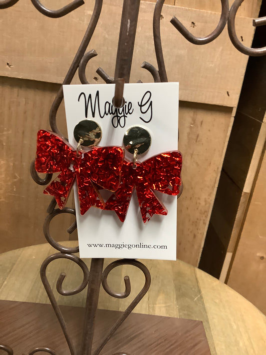 Red Bow Earrings