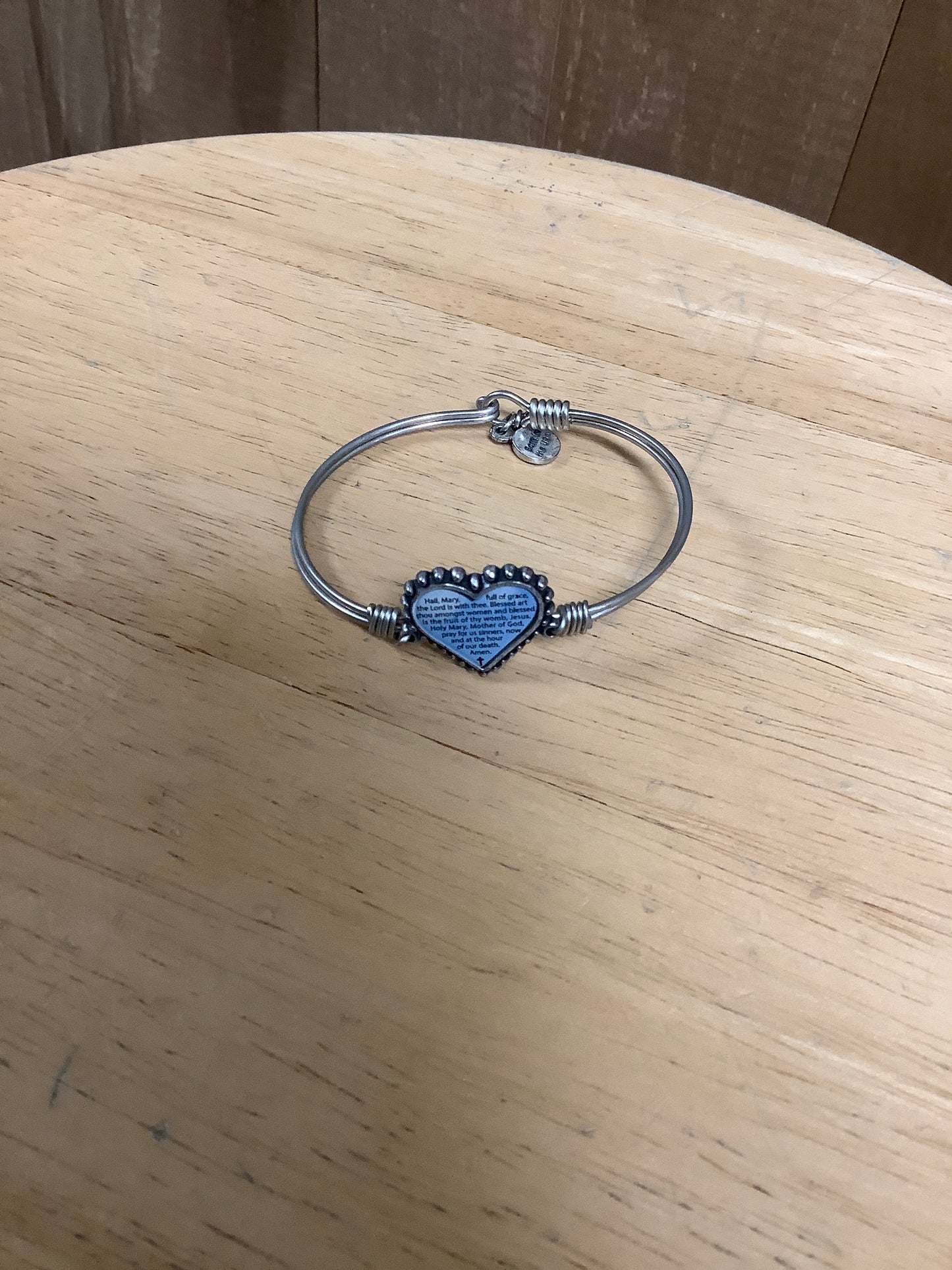 Heart Hail Mary Prayer Bangle Bracelet