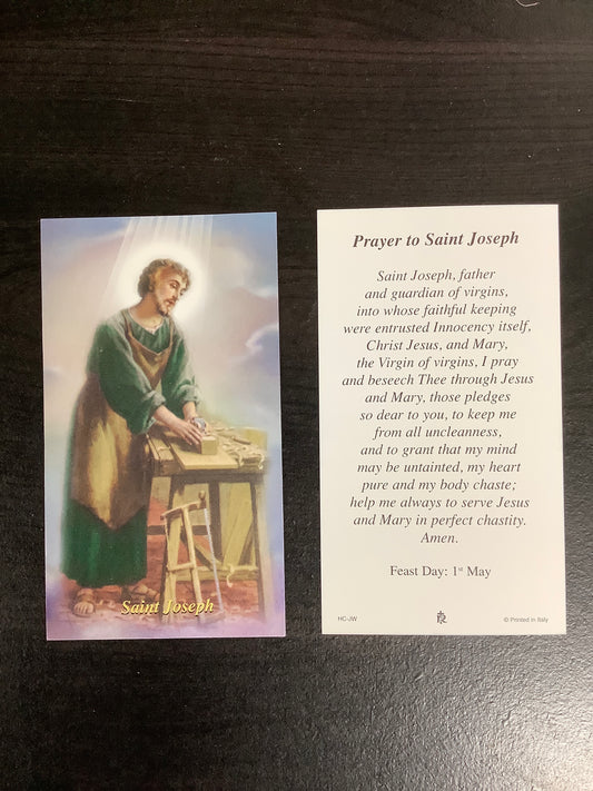 Prayer to St. Joseph the Worker Paper Prayer Card